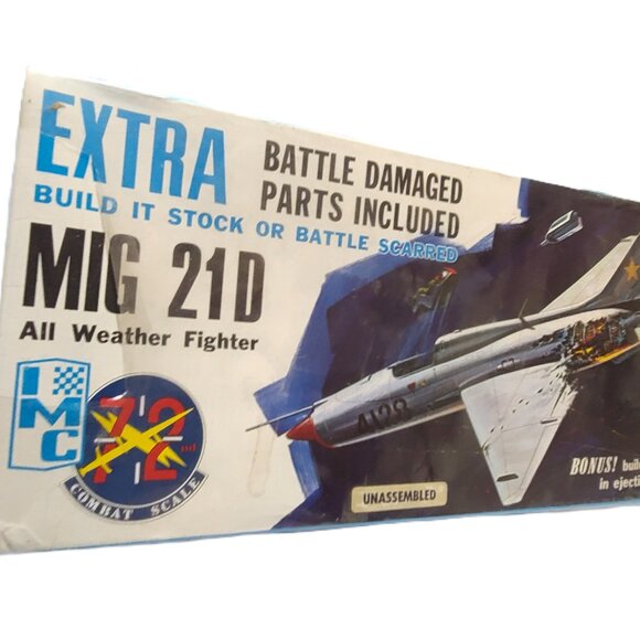 New Sealed 1969 IMC 4128 MIG 21D Fighter Jet 1/72 Model Kit Hawk Model Co - Picture 3 of 10